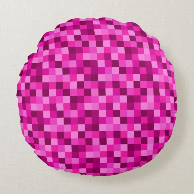 Pink Pixels Stylish Throw Pillow Minecraft Design Rund Kudde (Framsidan)
