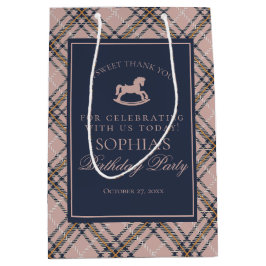 Pink Plaid Classic Rocking Horse Birthday Favor