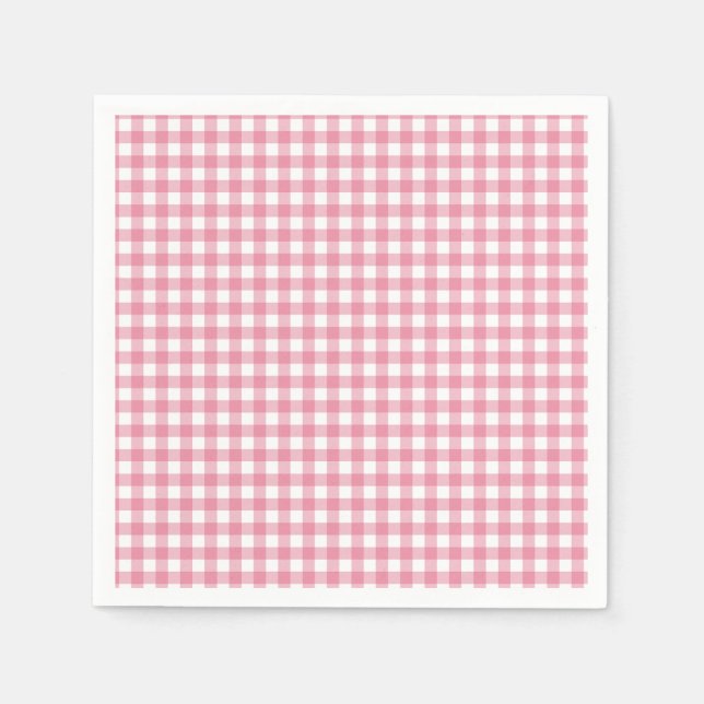 Pink Plaid Gingham Baby Shower Pappersservett (Framsidan)