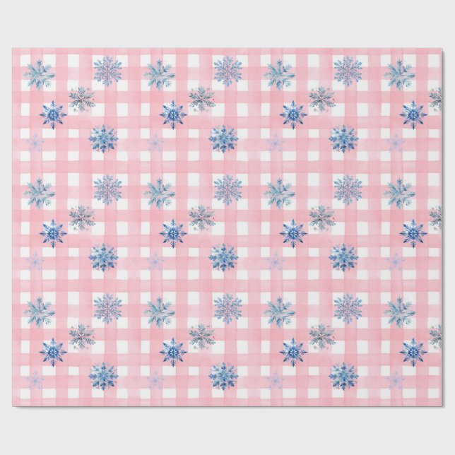 Pink Plaid Snowflake Presentpapper (Platt)