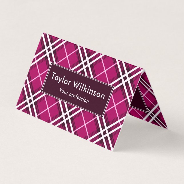 Pink Plaid Visitkort (Framsida)