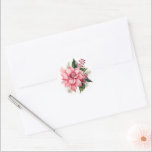 Pink Poinsettia Stickers Runt Klistermärke<br><div class="desc">Sticker is shown in the round with a lovely pink poinsettia watercolor print.  
Customize this item or buy as is.




Licensed Image</div>