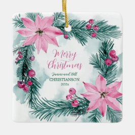 Pink Poinsettias Christmas Julgransprydnad Keramik