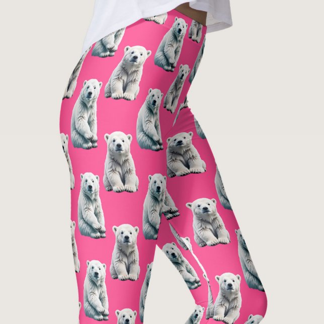 Pink Polar Bear Pattern Design  Leggings (Skapare uppladdad)