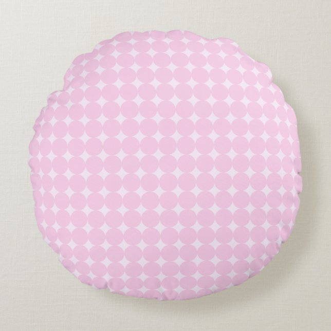 Pink Polka Dot Baby Girl Nursery Throw Pillow Rund Kudde (Framsidan)