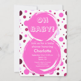 Pink polka dot Baby Shower Invitation Inbjudningar