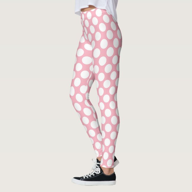 Pink Polka Dot Custom – Elegant Fashion Leggings (Vänster)