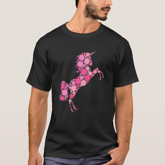 Pink Polka Dot Unicorn International Dot Day T Shirt (Framsida)
