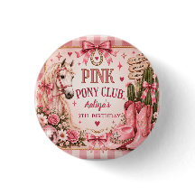 Pink Pony Club Cowgirl Födelsedagsbutton