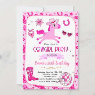 Pink Pony cowgirl festinbjudan Inbjudningar