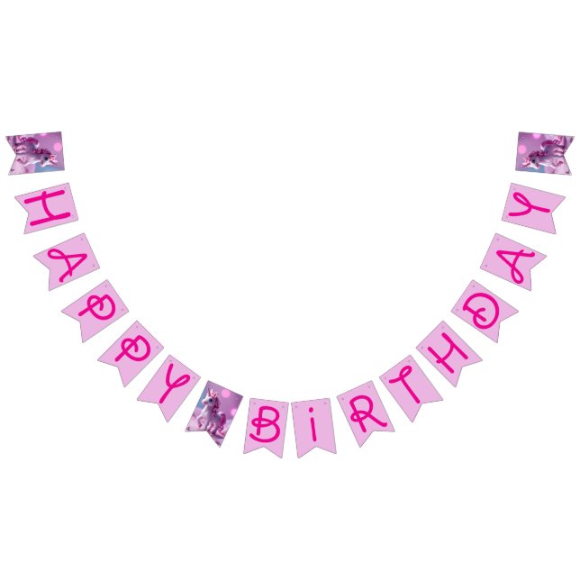 Pink Pony Unicorn Bunting Banner for Birthday Vimplar (Alla)