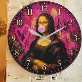 Pink Pop Art Mona Lisa Stor Klocka
