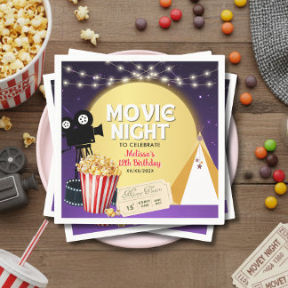 Pink Popcorn Movie Night Birthday Party  Pappersservett