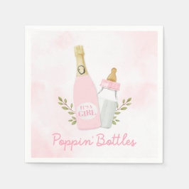 Pink Poppin Bottles Girl Baby Shower Pappersservett