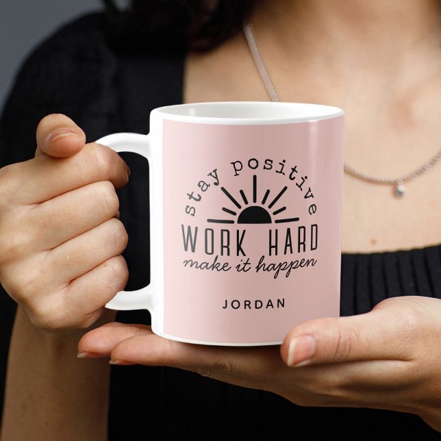 Pink Positive Motivational Quote with Any Name Kaffemugg (Skapare uppladdad)