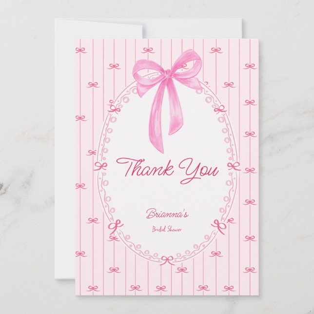 Pink preppy hand drawn baby shower tack kort (Framsida)