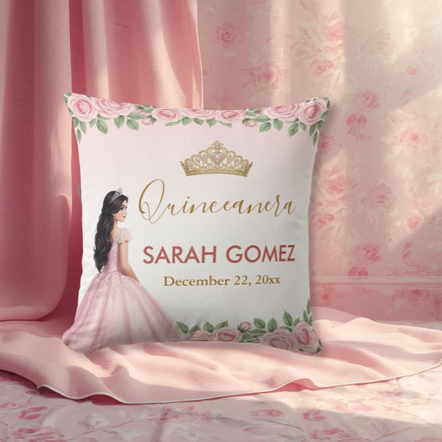 Pink Princess Dress Gold Tiara Quinceañera Kudde (Skapare uppladdad)