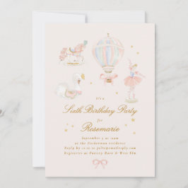 Pink Princess Fairytale Ballerina Girl Birthday Inbjudningar