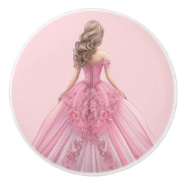 Pink Princess Girl's Girly Ceramic Knob Knopp