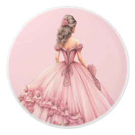 Pink Princess Girl's Girly Ceramic Knob Knopp
