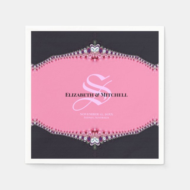 Pink Princess Lace Special Day Engagement Wedding Pappersservett (Framsidan)