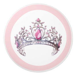 Pink Princess Tiara Girly Ceramic Knob Knopp