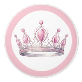 Pink Princess Tiara Girly Ceramic Knob Knopp