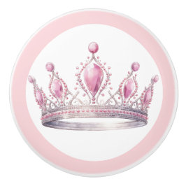 Pink Princess Tiara Girly Ceramic Knob Knopp