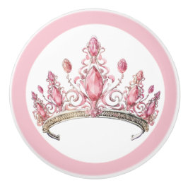 Pink Princess Tiara Girly Ceramic Knob Knopp