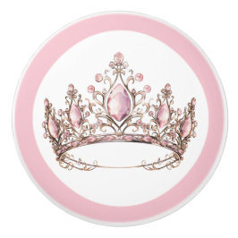 Pink Princess Tiara Girly Ceramic Knob Knopp