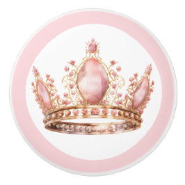 Pink Princess Tiara Girly Ceramic Knob Knopp
