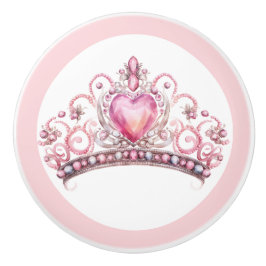 Pink Princess Tiara Girly Ceramic Knob Knopp