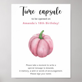Pink Pumpkin Time Capsule 1:a födelsedagen Poster
