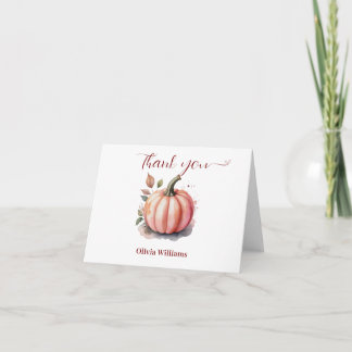 Pink Pumpkin Watercolor boho baby boy shower Tack Kort
