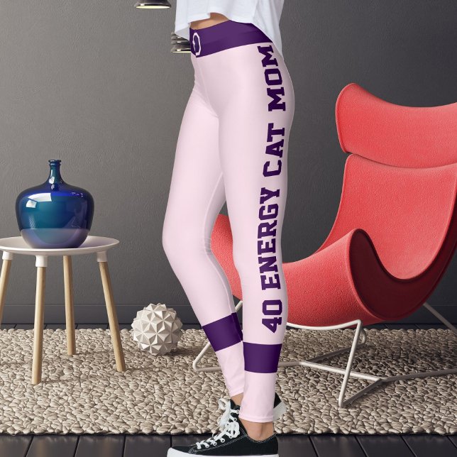 Pink Purple 40th Birthday Pet Cat Mom Personalized Leggings (Skapare uppladdad)