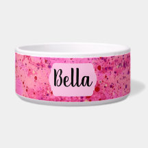 Pink Purple Abstract Personalized Ceramic Pet Bowl