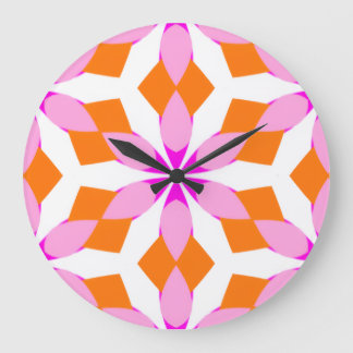Pink Purple and Orange Floral Geometric Stor Klocka