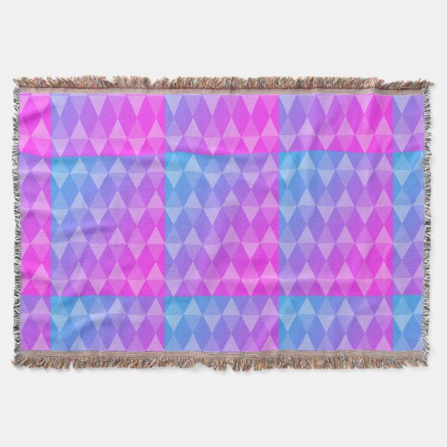 Pink, Purple, Blue Diamond Pattern Filt (Framsidan)