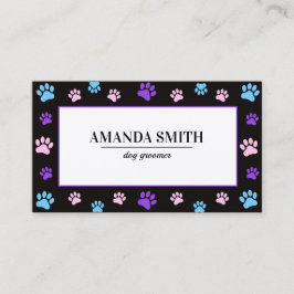 Pink Purple Blue Paw Prints Pet  Business Card Visitkort