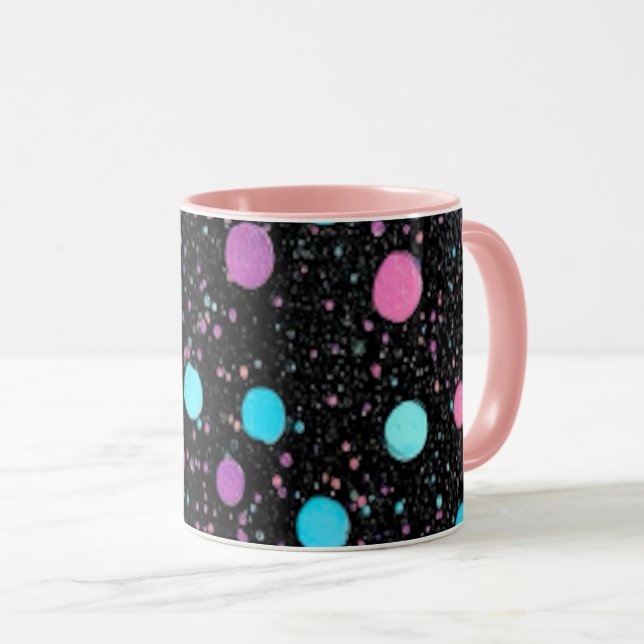 Pink Purple Blue Polka Dots pattern Design Mugg (Framsida höger)