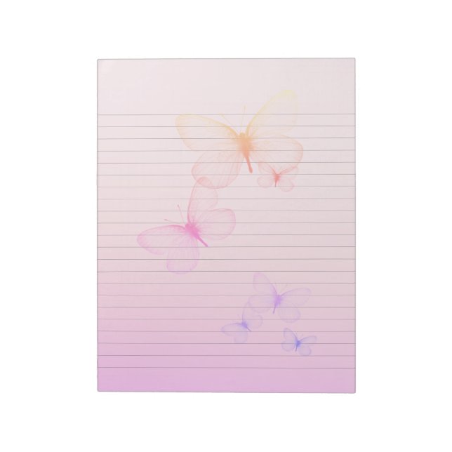 Pink & Purple Blush Butterflies Lined Notepad Anteckningsblock (Roterad)