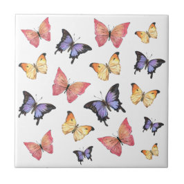 Pink Purple Butterflies Kakelplatta
