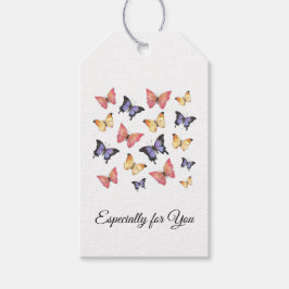 Pink Purple Butterflies Modern Script  Presentetikett