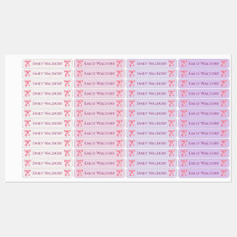 Pink & Purple Clothing School Labels with Bow Klistermärke