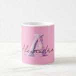Pink Purple Cozy A Name Kaffemugg<br><div class="desc">Pink Purple Cozy A Name (change to names that start with letter A)</div>