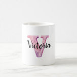 Pink Purple Cozy Letter V Name  Kaffemugg<br><div class="desc">Pink Purple Cozy Letter V Name (change to names that start with letter V) print</div>