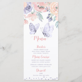Pink Purple Floral Butterfly Girl Baby Shower Meny