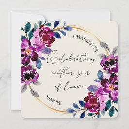 Pink Purple Floral Celebrate Love Anniversary Card