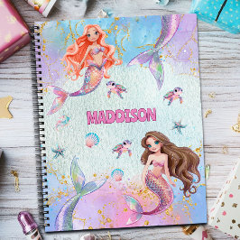 Pink Purple Glitter Mermaids Add Name