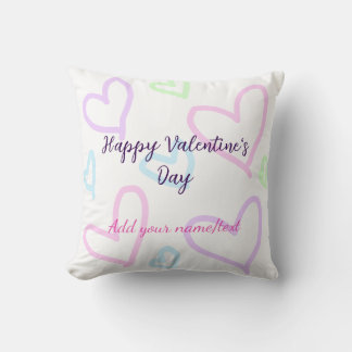 Pink purple heart happy Valentine's day name date  Kudde